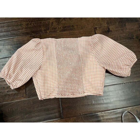 OPT Anthropologie Plaid Pink Gingham Crop Top size Medium - Picture 7 of 8